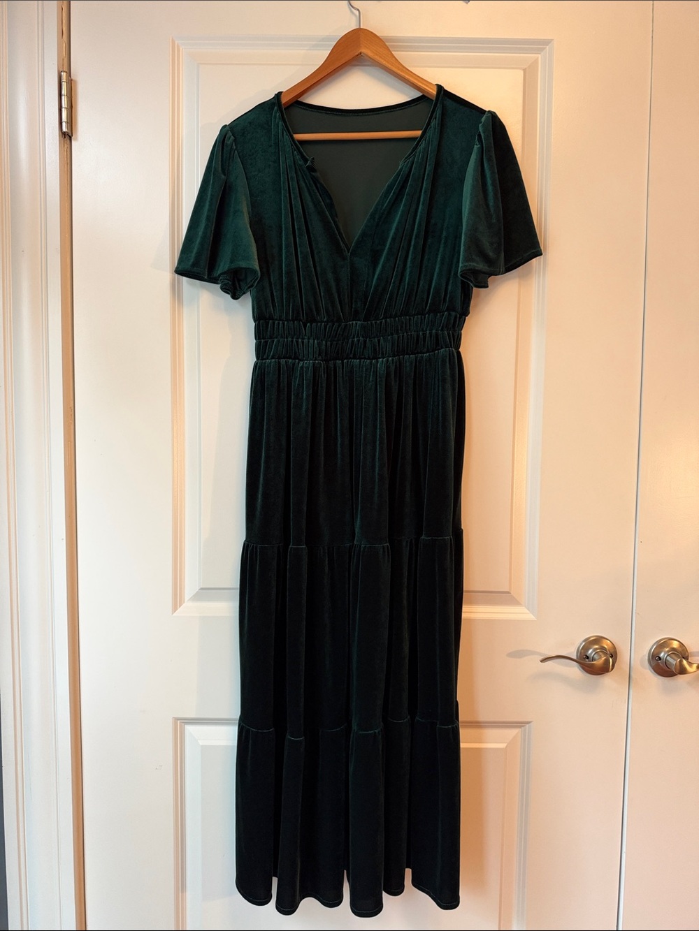 Velvet Maxi Dress in Green Like New
